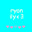 Pixelated text 'ryon ily<3' above pink and blue star icons on a bright cyan background.