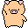 Two pixelated pig characters with peach bodies, pink snouts, and black outlines stand side-by-side against a gray background.