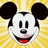 Pixelated Mickey Mouse face with black ears and red mouth on yellow sunburst background, overlaid with red text reading 'My home boy...<33' in yellow font.