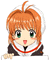 Anime-style character with orange hair and green eyes in four expressions: open-eyed smiling, closed-eyed winking, and two variations of neutral smiles.