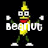 Pixelated cartoon character with yellow body, green limbs, red mouth, and white eyes stands against black background; text below changes across frames.