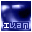 Blue-toned pixelated image with white text 'EVAN' in a blocky font, showing animation where the letter 'A' cycles through different states.