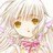 A 48x48 pixel buddy icon featuring a split composition with an anime-style character on the left and text elements on the right against a black background.
