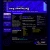 Pixelated blue and dark interface with horizontal bars, vertical sidebar elements, and central abstract shapes on a black background.