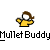 A static contact sheet showing two identical pixel art buddy icons with a promotional text overlay for 'badassbuddy.com' on a gray background.