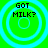 Four identical circular icons with cyan rings on a bright green background, each displaying 'GOT MILK?' text in black pixelated font.