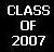Static pixelated icon with white text on black background reading "CLASS OF 2007" in blocky font.
