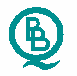 Five teal circular icons with stylized 'Bb' letters and a curved tail, followed by five light blue versions fading to white, then black-and-white crosshair variants transitioning from dark to light.