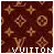Static 49x49 pixel icon featuring a repeating brown monogram pattern with visible "LOUIS VUITTON" text at the bottom, rendered in low-resolution pixel art style on dark background.