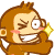 Pixelated cartoon monkey with brown fur, holding yellow star-shaped object near face, winking eye and wide grin