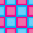 Pixelated of alternating pink and light blue squares with a single black text label 'Kendra' on the right side