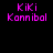 Four display 'KiKi Konnibal' text in pink pixelated font against varying green and black backgrounds