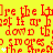Yellow background with red text repeating 'ire the kire', 'ast if ar hist', and 'down th' in a pattern, interspersed with white star-like symbols
