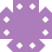 Purple pixelated shape with white cross symbols on a white background, featuring jagged edges and a symmetrical arrangement of crosses.