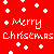 Red background with white snowflakes and 'Merry Christmas' text in pixelated font, divided into three sections.