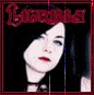 identical cartoon-style portraits with red text above, showing a person with black hair and red lips against a dark background