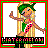 Pixelated character with green hair and sunglasses holding a watermelon slice, framed by red and green borders with 'WATERMELON' text below.