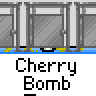 Animated contact sheet of a pixel art character performing various actions with text labels and explosions, arranged in 5x5 grid on gray background.