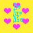 Yellow background with pink heart shapes and cyan text reading "I Love Life" in pixelated font, arranged in a repeating pattern.
