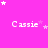 A bright pink background with white text reading 'Cassie' repeated in a , surrounded by white and light pink stars in various sizes and positions