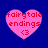 Four pink heart-shaped icons with red text 'fairytale endings <3' on a blue background, arranged in a