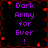 Pixelated text "Dark Army for Ever!" repeated in four quadrants on a black background with red decorative elements.