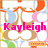 Pixelated icon with pink text 'Kayleigh' over a brown cross, surrounded by colored shapes including blue, orange, green, and yellow elements.