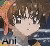 Anime-style character with brown hair and orange headband, static pose showing three views of the same face.