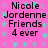 Static image with pink background and cyan star-like patterns, displaying repeated text "Nicole Jordenne Friends 4 ever" in black pixelated font.