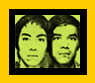 Six framed images of two people in various poses with distinct color filters: yellow, cyan, green, purple, sepia, and magenta.