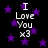 Black background with purple stars and white text reading "I Love You x3" in four identical vertical sections.