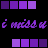 A static image with purple text reading 'i miss u' repeated across a black background, surrounded by horizontal of purple and light purple squares