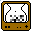 Pixelated icon with brown border showing white rabbit-like face and changing pixel patterns in lower section across frames.