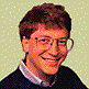 nine pixelated images showing a person with brown hair, glasses, and red devil horns in various poses against a light green dotted background