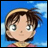 A pixelated anime-style character with brown hair and blue eyes against a blue sky background, paired with text reading "Anime IM" and "com" on a black background.