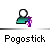 Pixelated icon of a figure with a white circular head, teal body, and purple-pink accents, labeled 'Pogostick' below.