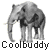 A 6-frame animated contact sheet of grayscale elephant icons with