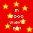 Red background with yellow stars and white pixelated text reading "i m sooo wierd !!!!" in two vertical , with one having four exclamation marks and the other five