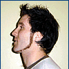 Four- shows a person with dark tousled hair in profile, back view, and front-facing views against light background