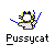 Pixelated icon shows a stylized cat-like figure with yellow hair, blue whiskers, and checkered clothing against gray background.