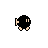 Two pixelated black spherical characters with beige limbs and two vertical white eyes, positioned side-by-side on a gray background.