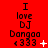 Red background with repeated text "I love DJ Dangaa" and symbols, showing animation changes in small white icons next to the numbers.