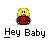 Pixel art character with yellow hair and red top appears in multiple states including static, animated text changes, and group interactions.
