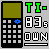 Pixelated graphic of a TI-83 calculator with green and white text elements, showing animation changes in text color and underline.