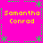 A bright pink background features repeated yellow text "Samantha Conrad" with green decorative elements in a