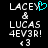 Pixelated text displays 'LACEY & LUCAS 4EV3R!' with a cyan heart symbol above the 'Y' in LACEY on one side, and identical text without the heart on the other.