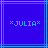 Blue background with light blue text reading "*JULIA*" in pixelated font, framed by thin lines