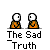 Animated pixel art of two orange figures with white heads, one repeatedly turning its head and raising a hand while text bubbles appear above them.