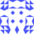 Blue and white pixelated geometric pattern with four corner shapes, two middle dots, one central diamond, and a rectangular frame on each side.