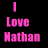 Pixelated text displays "I Love Nathan" in multiple color variations against a black background with one gray rectangle.